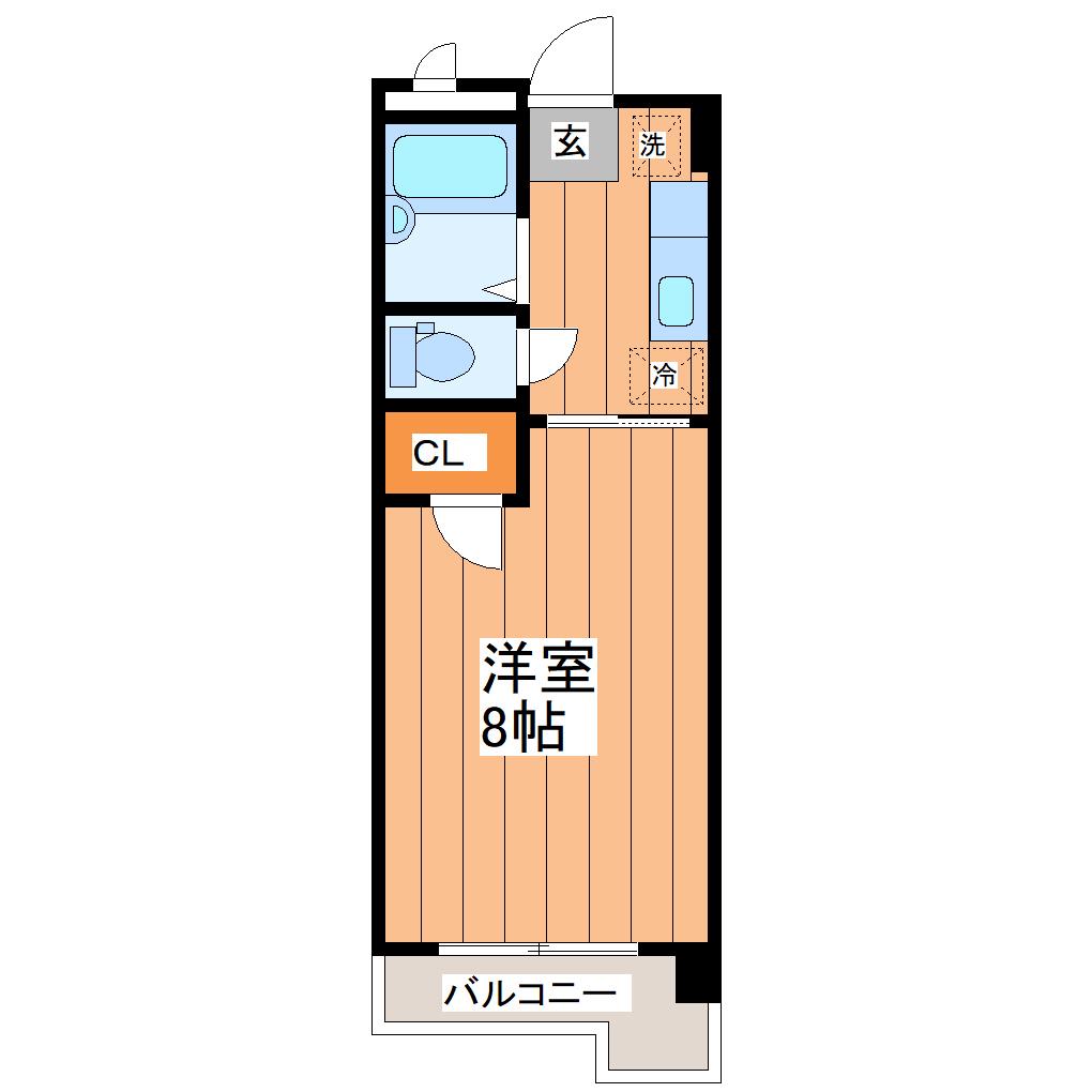 白い天守閣(1K/3階)の間取り写真