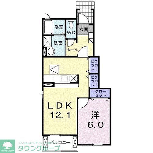 ミルフローラ2番館(1LDK/1階)の間取り写真