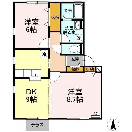 パークアベニューI・II番館(2DK/2階)の間取り写真