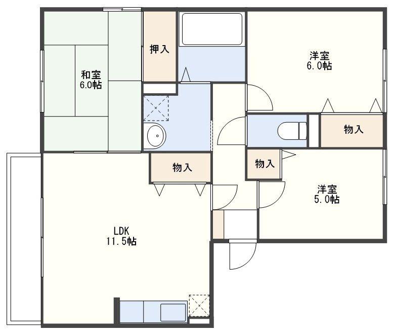 アベニュー島田 PARTVI(3LDK/3階)の間取り写真