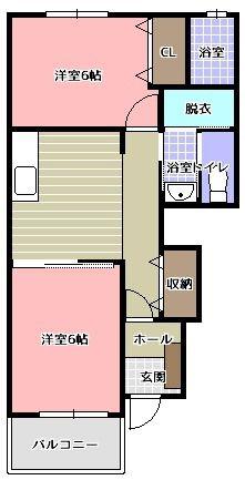 エスポワール弐番館(2DK/1階)の間取り写真