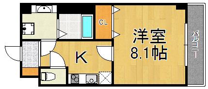 グランデトワール5(1K/5階)の間取り写真