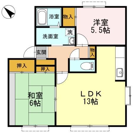 ミーツハオスKⅡ(2LDK/2階)の間取り写真