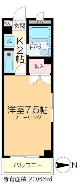 フラワーシティー(1K/3階)の間取り写真