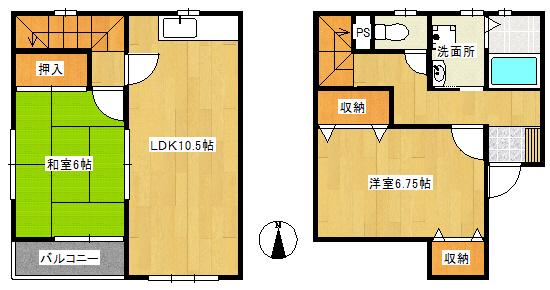 YOUR TOWN K(2LDK/1階)の間取り写真