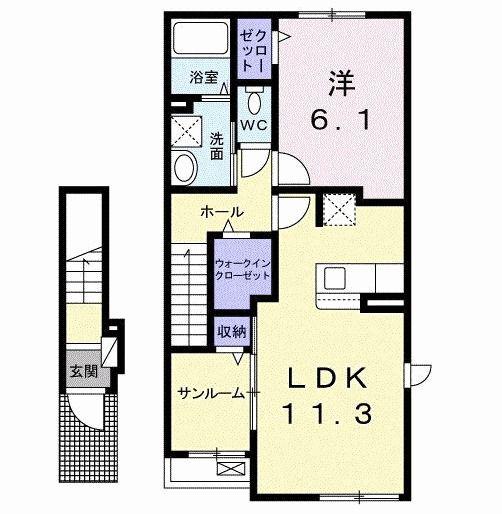 クレール コンドウ(1LDK/2階)の間取り写真
