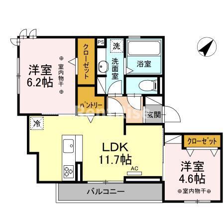 スミーベル(2LDK/3階)の間取り写真