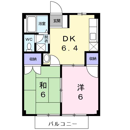 コーポ糸重(2DK/1階)の間取り写真