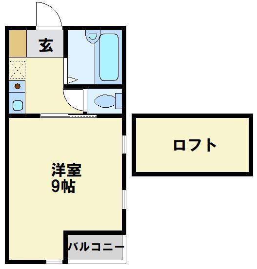 MOON下到津D棟(1K/2階)の間取り写真
