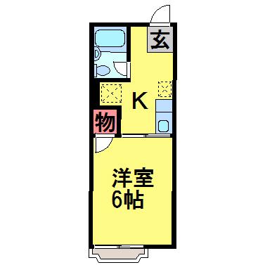 シティハイム大崎台(1K/2階)の間取り写真