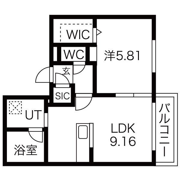 ストークト東区役所前(1LDK/2階)の間取り写真