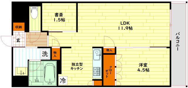 ザ・パークハビオ都島フロント(1LDK/5階)の間取り写真