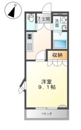 オーピースドゥプリンセス(1K/2階)の間取り写真