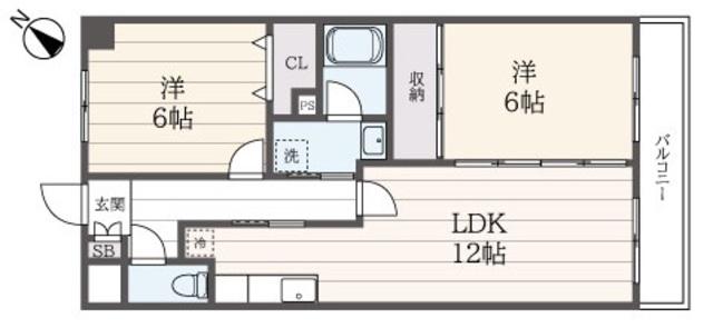 コリエンテ綱島(2LDK/2階)の間取り写真