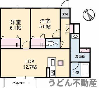 シャーメゾン セルディーナ(2LDK/1階)の間取り写真