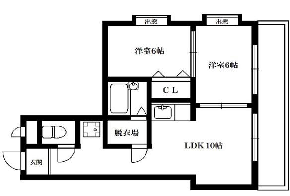 エクレーヌ橋本(2LDK/3階)の間取り写真