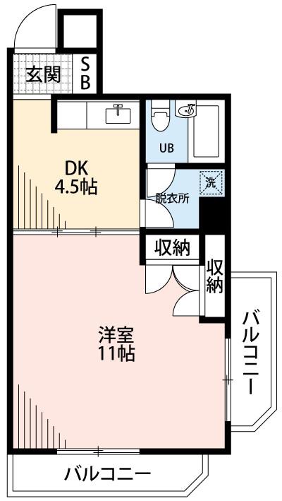 マンションステ-プル六供(1DK/5階)の間取り写真