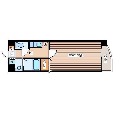 アニバーサリー第九木町通(1K/3階)の間取り写真