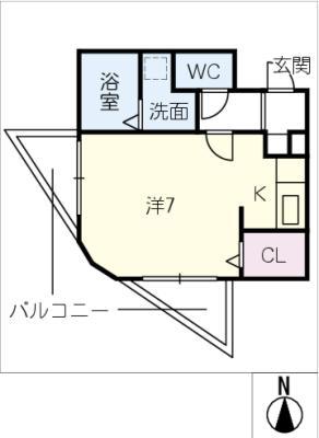 コンフォート上社(1K/4階)の間取り写真