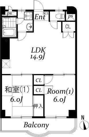 小山ステーションヒルズ(2LDK/6階)の間取り写真