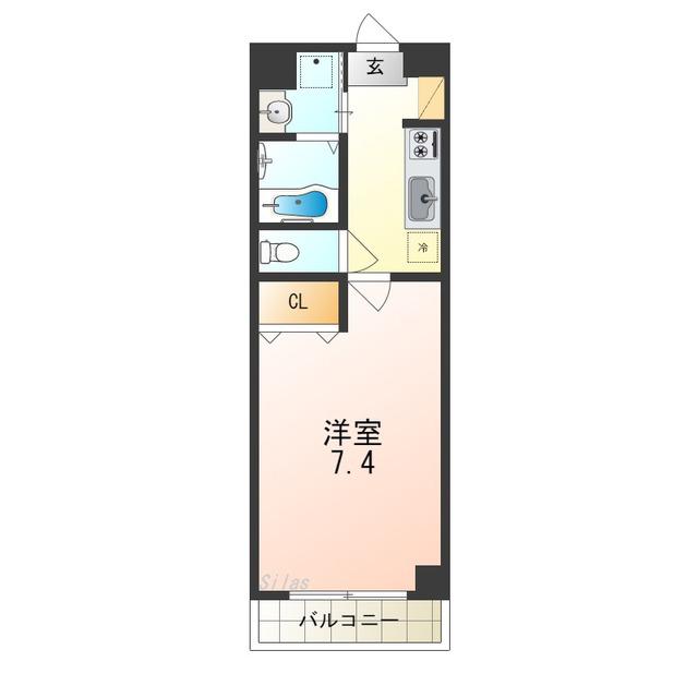 ヴィラペントハウス堺東(1K/3階)の間取り写真