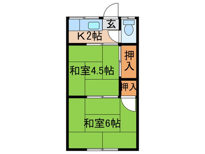 関口荘(2K/2階)の間取り写真
