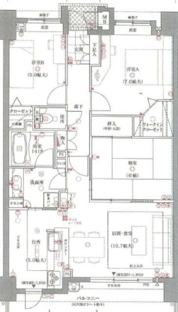 アーサー吉塚ビアンナ(3LDK/7階)の間取り写真