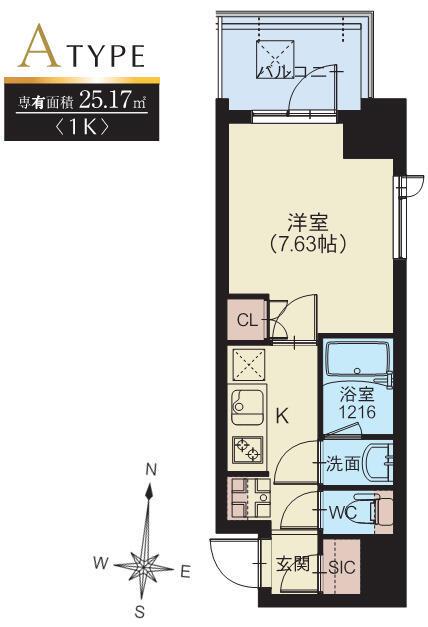 スプランディッド錦糸町II(1K/3階)の間取り写真