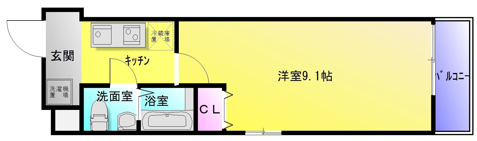 ヒルズ八尾本町(1K/8階)の間取り写真