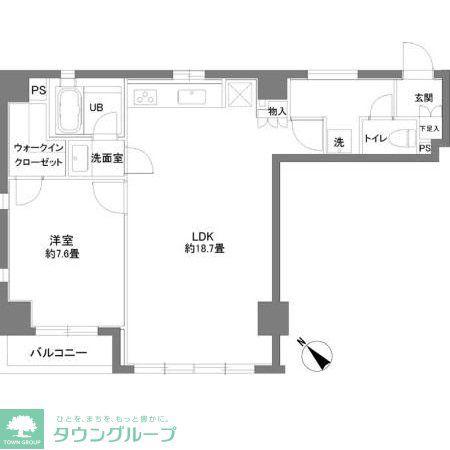 カスタリアお茶の水(1LDK/2階)の間取り写真