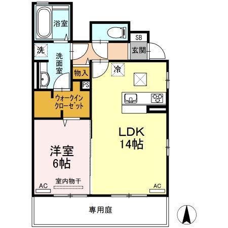 ソフィア(1LDK/1階)の間取り写真