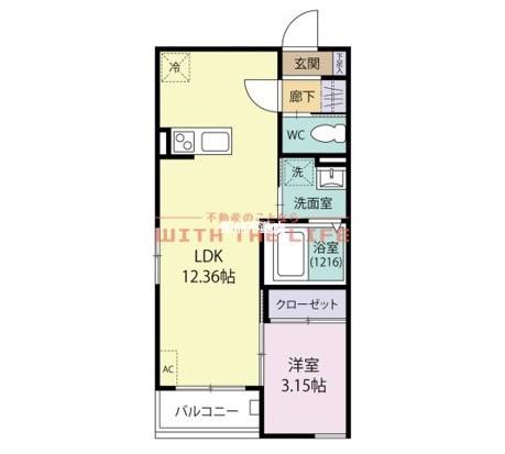 BRAVEBASE宿町(1LDK/1階)の間取り写真