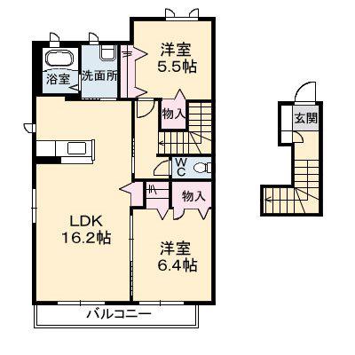 シャーメゾン西泉 B棟(2LDK/2階)の間取り写真