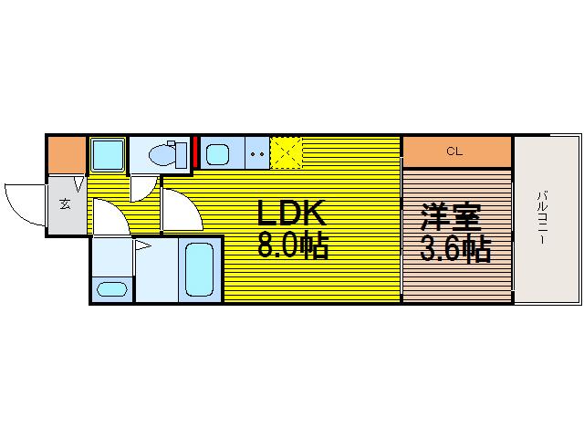 セレニテ北久宝寺(1LDK/15階)の間取り写真