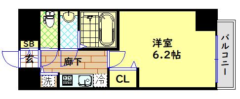 ファステート大阪ドームシティ(1K/13階)の間取り写真