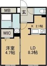 RERA BELLA(1LDK/3階)の間取り写真