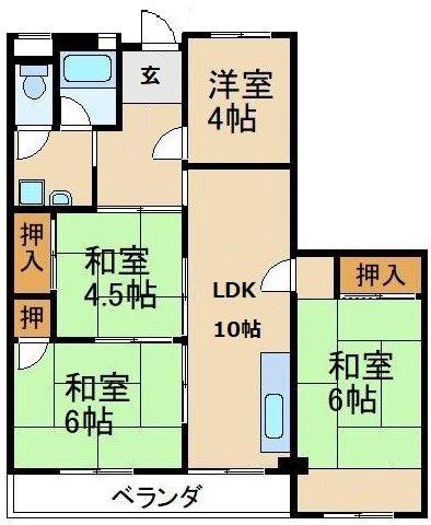 家具町ハイツ(4LDK/2階)の間取り写真