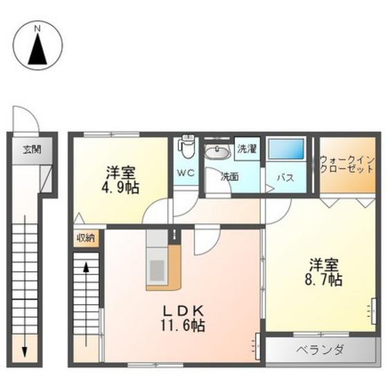 フォレストIII(2LDK/2階)の間取り写真