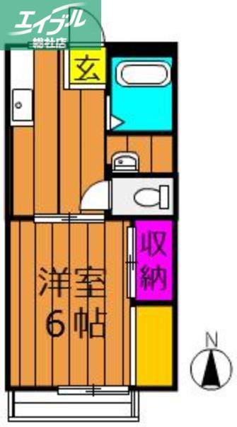 アンダンテ福井B棟(1K/1階)の間取り写真