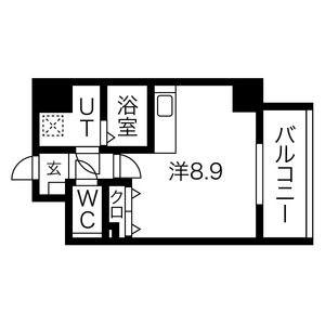 アレーヌコート新瑞橋(ワンルーム/9階)の間取り写真