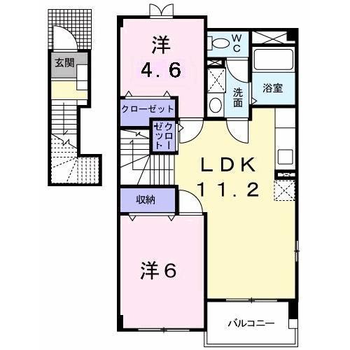 エトワール・バーグB(2LDK/2階)の間取り写真