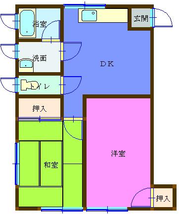 アバンダント 酒田市みずほ2丁目(2DK/2階)の間取り写真