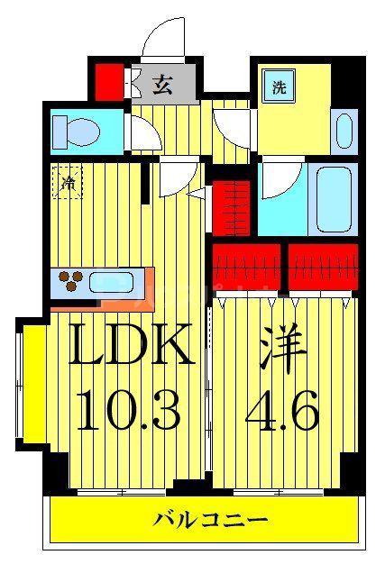LUNIQ錦糸町(1LDK/5階)の間取り写真