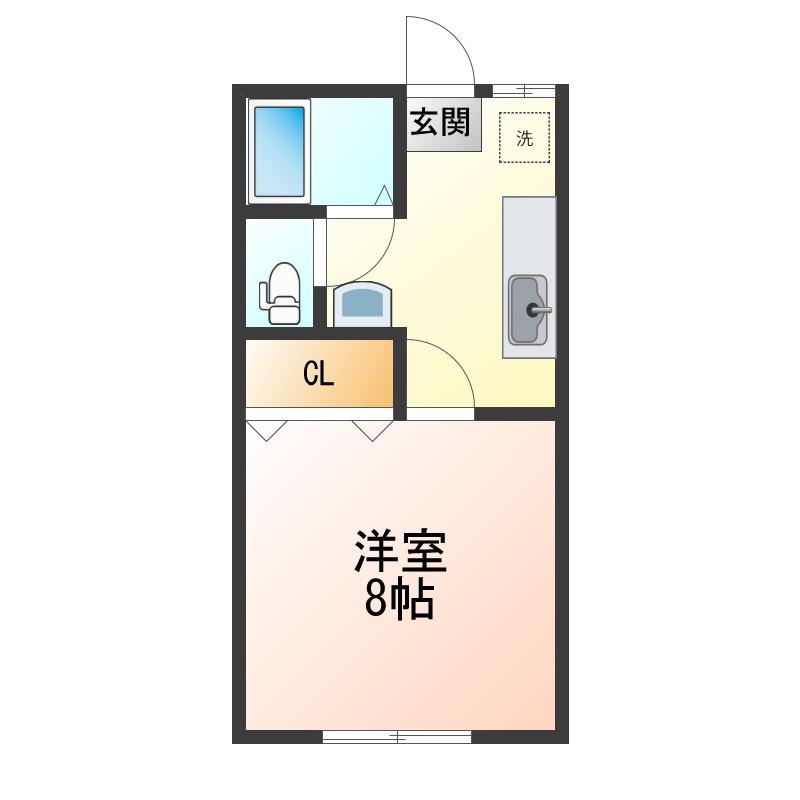 プラットW2(1K/2階)の間取り写真