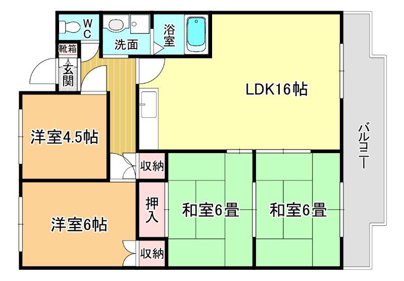 エスポワール箕面(4LDK/2階)の間取り写真