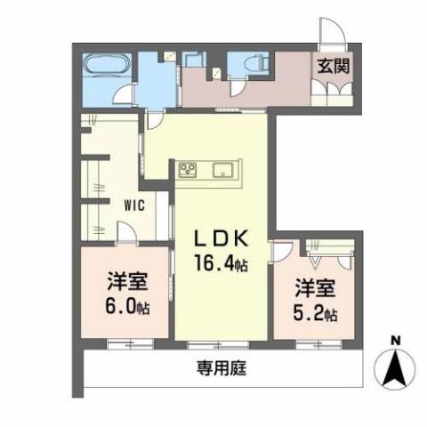 クレールマノワール朝生田(2LDK/1階)の間取り写真