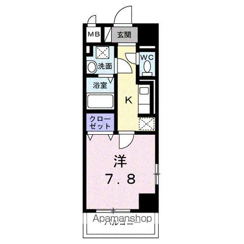 サンライズ 江平中町(1K/4階)の間取り写真
