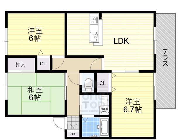 フォーチュンⅠ(3LDK/1階)の間取り写真