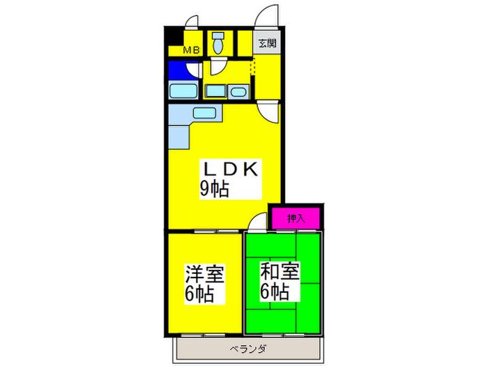 レグルス堺東(2LDK/3階)の間取り写真