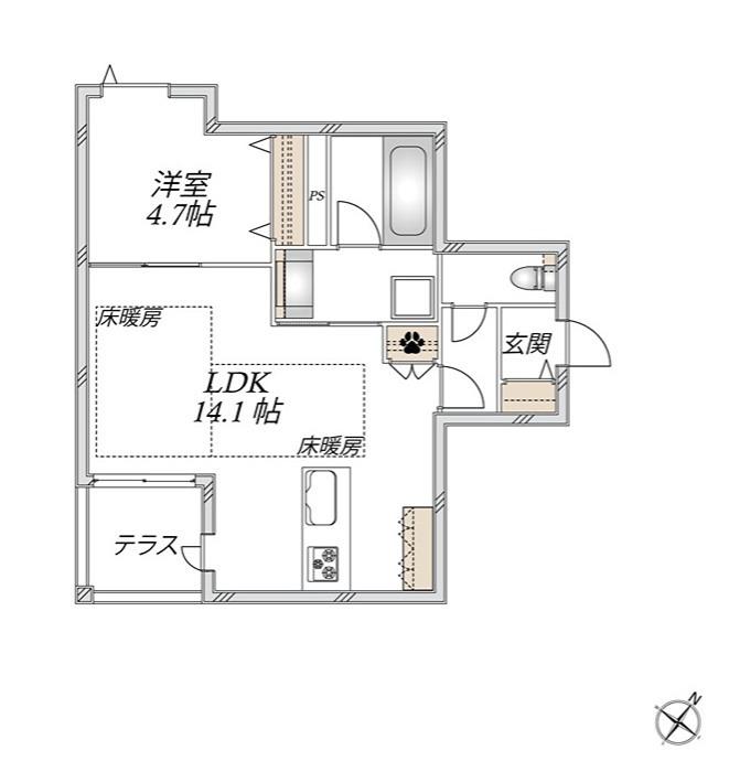 GRAND NOBIE OMORI(1LDK/1階)の間取り写真